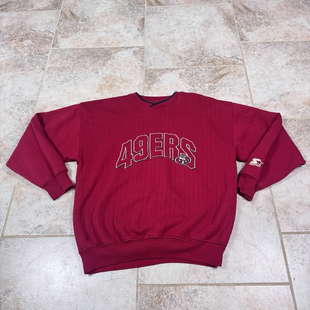 Vtg Starter San‎ Francisco 49ers 90s Mens Large NFL Sweater Red Striped Logo